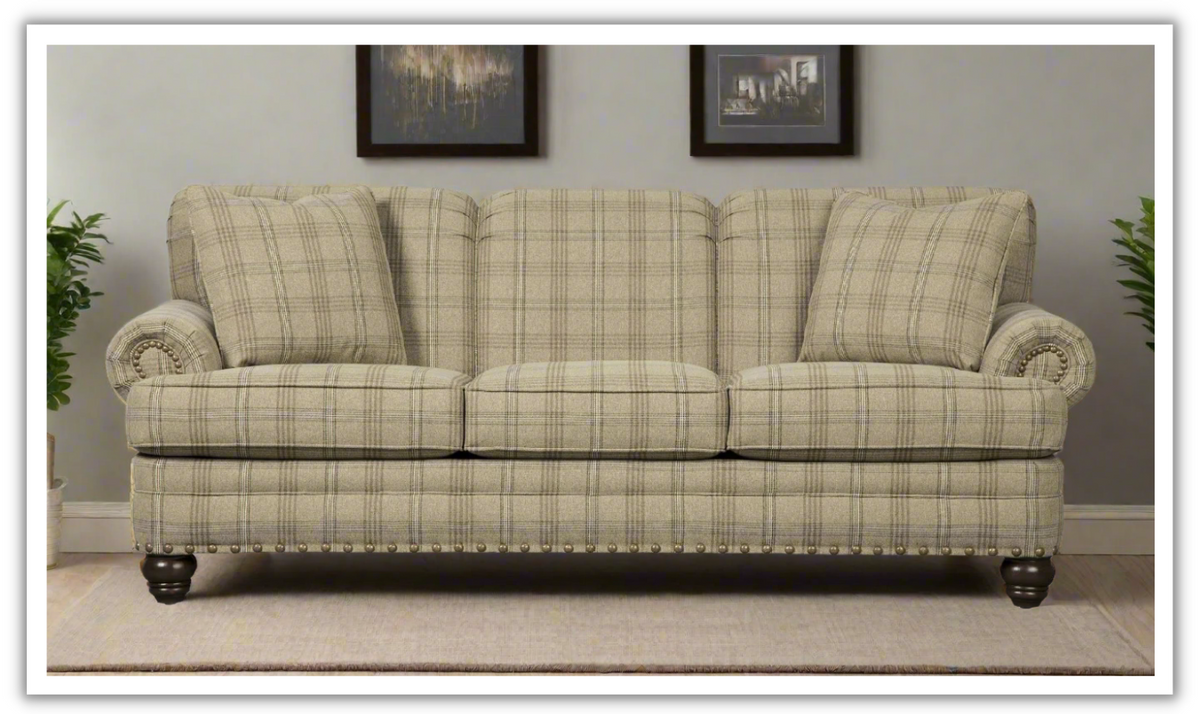 3-Seater Fabric Sofa with Rolled Arms in Bella Design
