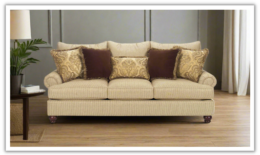 3-Seater Fabric Sofa with Rolled Arms in Edna Design