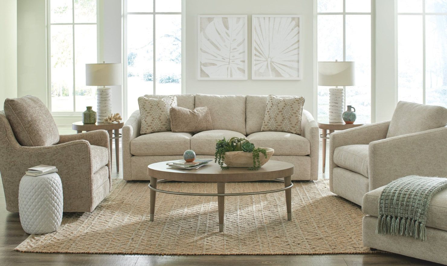 3-Seater Gray Fabric Sofa with Track Arms Design