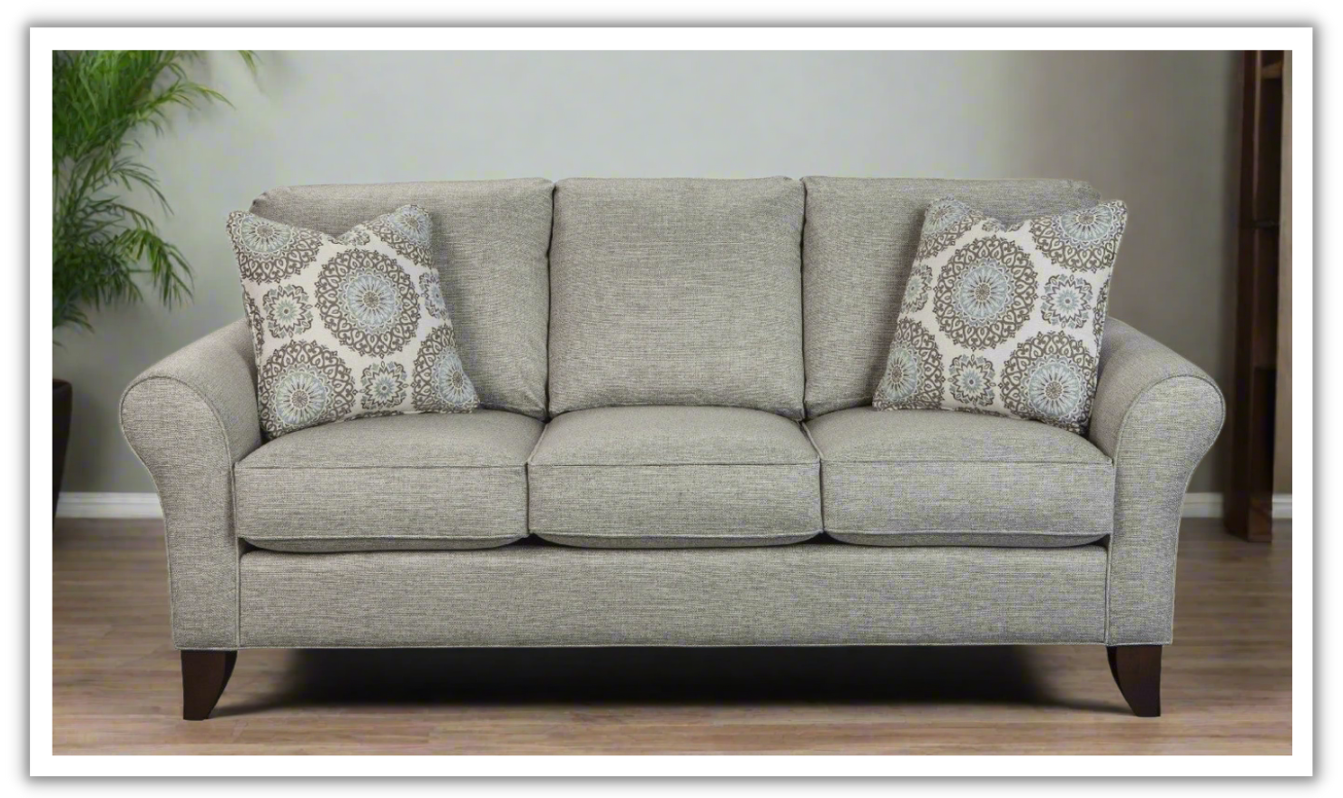 3-Seater Fabric Sofa with Rolled Arms in Zoey Design