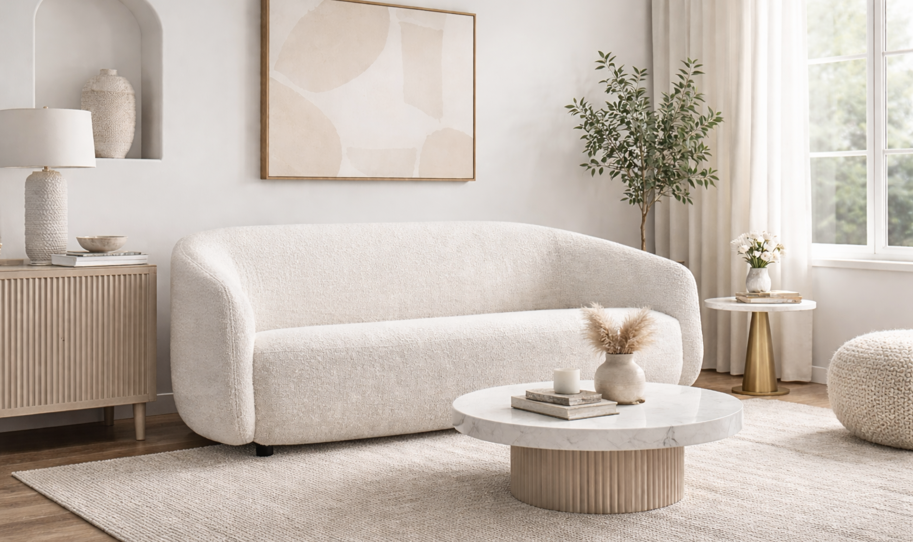 Fabric 3-Seater Sofa With Padded Track Arms in Grey