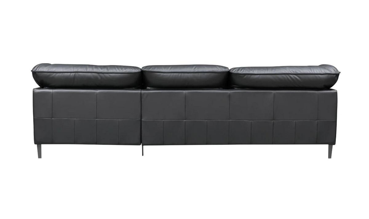 3-Seater Leather Sofa with Down Cushions in Black