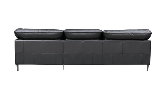 3-Seater Leather Sofa with Down Cushions in Black