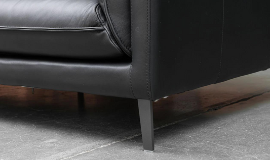 3-Seater Leather Sofa with Down Cushions in Black