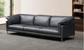 3-Seater Leather Sofa with Down Cushions in Black