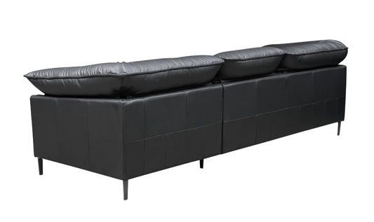 3-Seater Leather Sofa with Down Cushions in Black