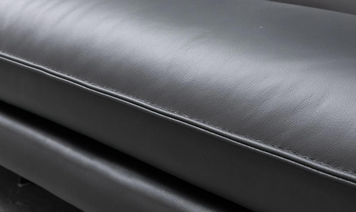 3-Seater Leather Sofa with Down Cushions in Black