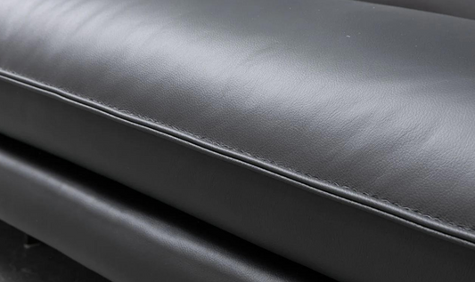 3-Seater Leather Sofa with Down Cushions in Black