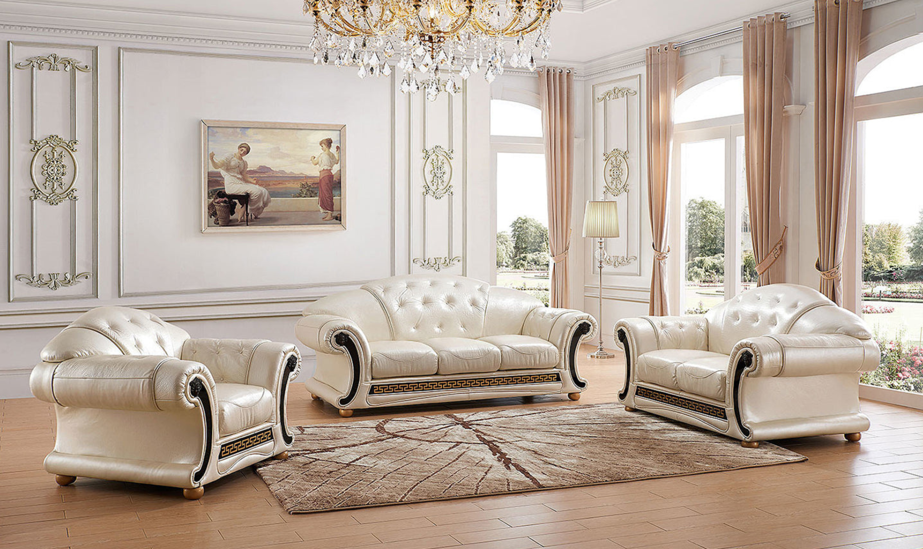 3-Seater Leather Sofa with Sleek Design