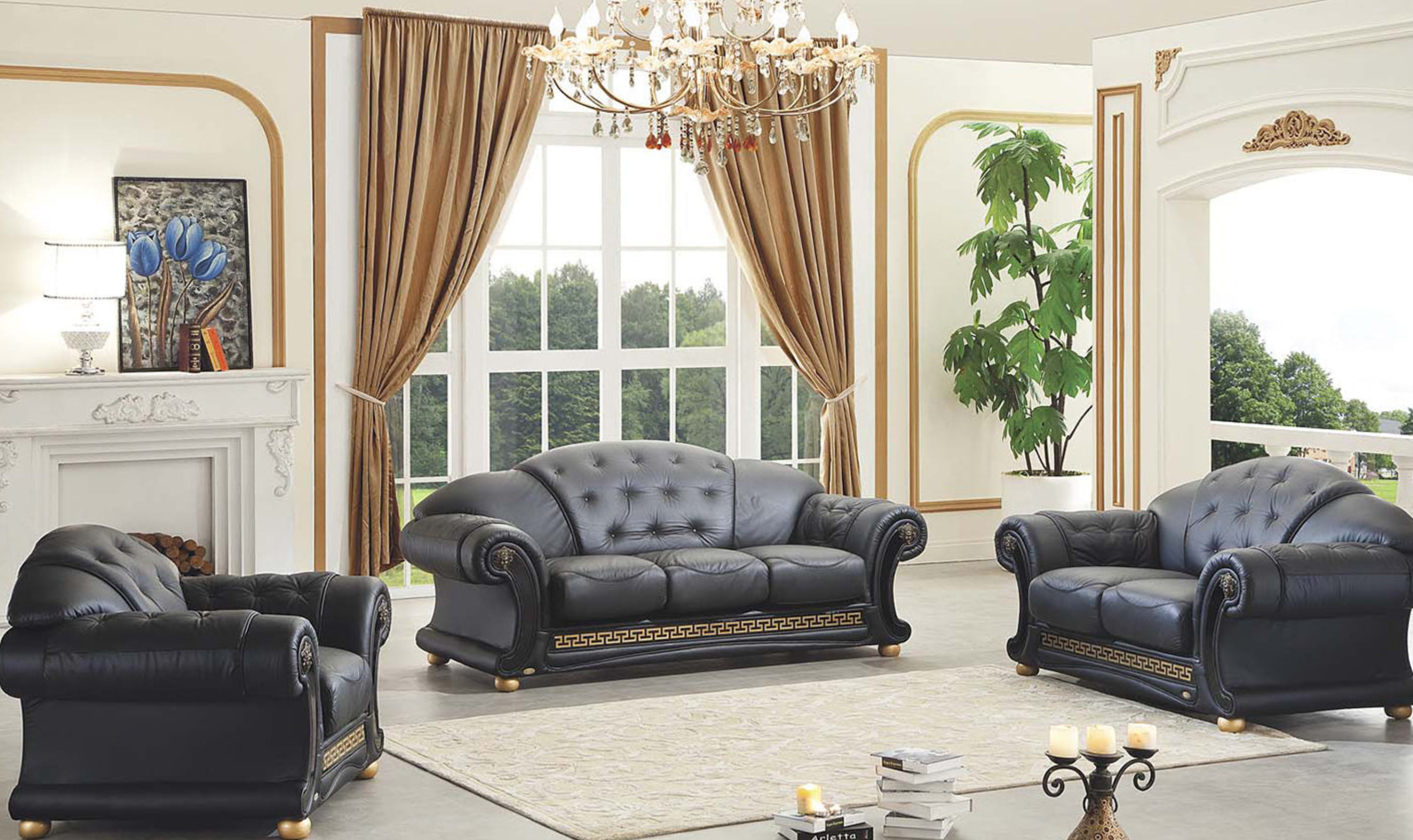 3-Seater Leather Sofa with Sleek Design
