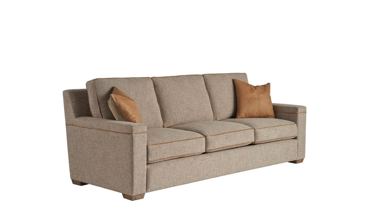 3-Seater Fabric Sofa in Brown with Tufted Back Design