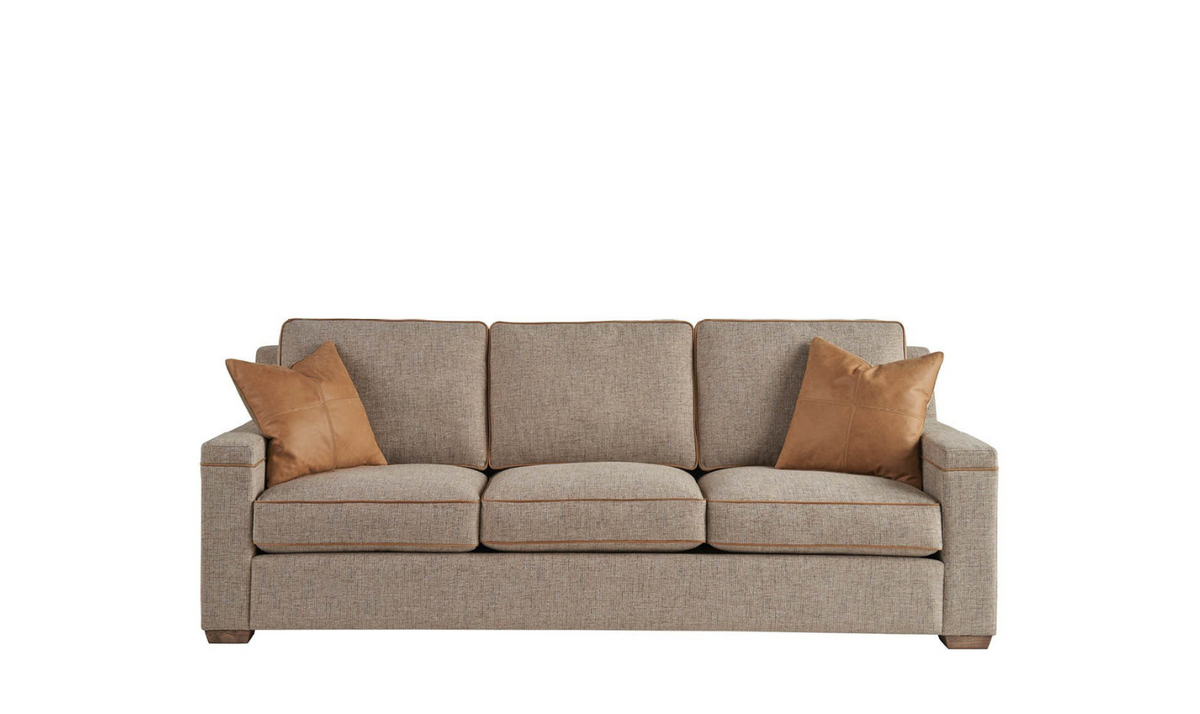 3-Seater Fabric Sofa in Brown with Tufted Back Design