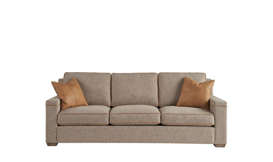 3-Seater Fabric Sofa in Brown with Tufted Back Design