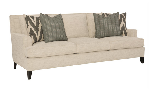 3-Seater Cream Fabric Sofa with Recessed Arms