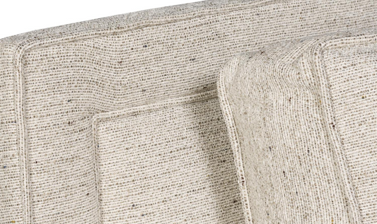 3-Seater Cream Fabric Sofa with Recessed Arms