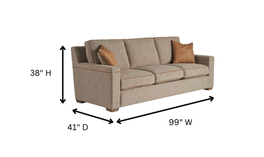 3-Seater Fabric Sofa in Brown with Tufted Back Design