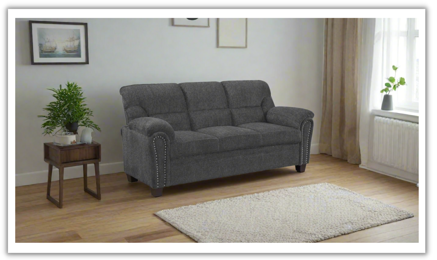3-Seater Fabric Sofa with Cleminitine Design