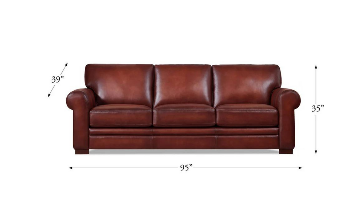 3-Seater Sofa in Waxy Pull-Up Leather with Classic Design