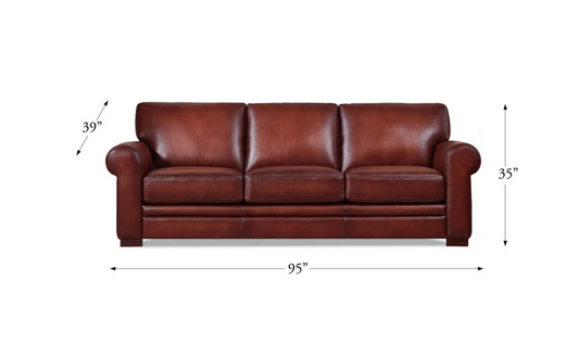 3-Seater Sofa in Waxy Pull-Up Leather with Classic Design