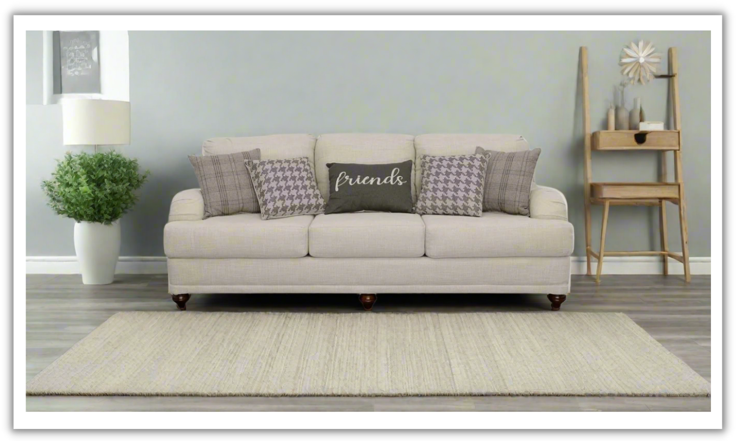 3-Seater Fabric Sofa with Tailored English Arms