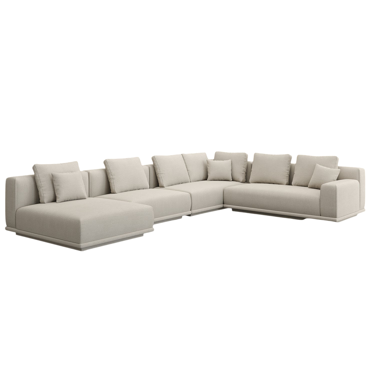 Sectional Sofa in Beige with L-Shaped Design