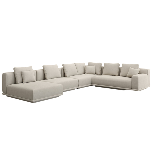 Sectional Sofa in Beige with L-Shaped Design