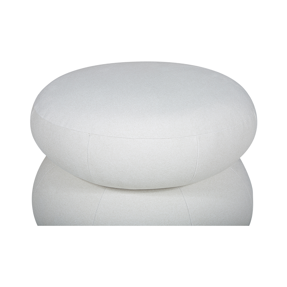 Ottoman in Beige Fabric with Tufted Top