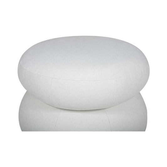 Ottoman in Beige Fabric with Tufted Top