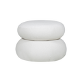 Ottoman in Beige Fabric with Tufted Top