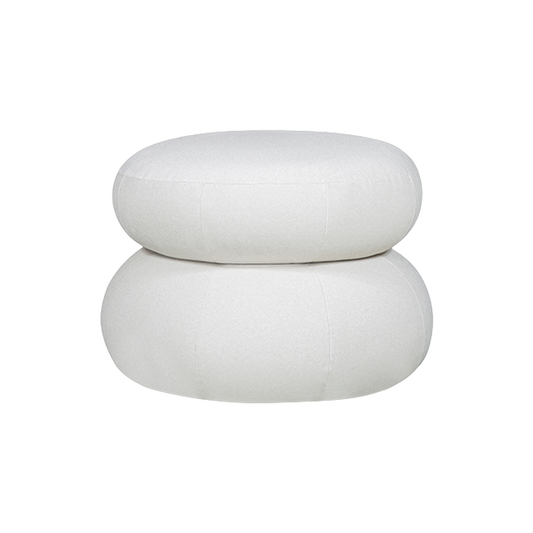 Ottoman in Beige Fabric with Tufted Top