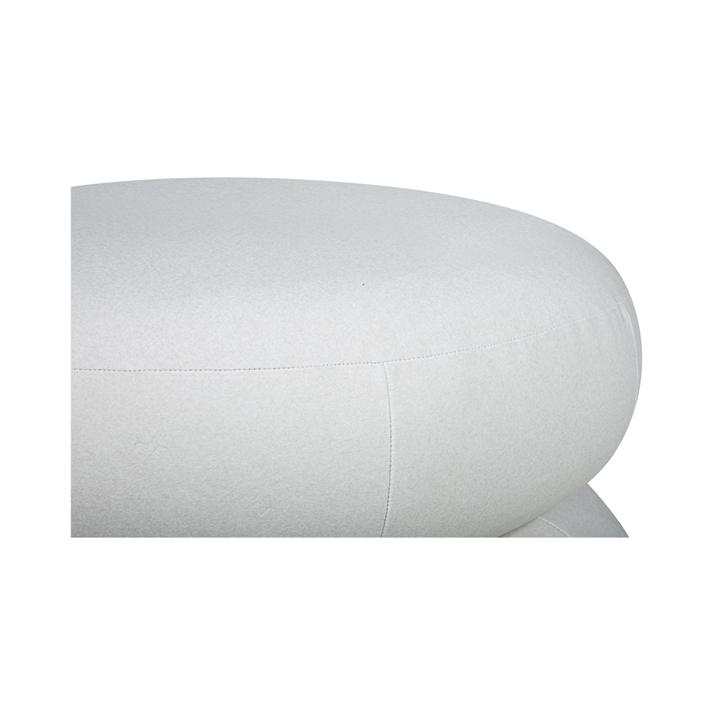 Ottoman in Beige Fabric with Tufted Top
