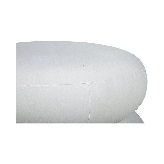Ottoman in Beige Fabric with Tufted Top