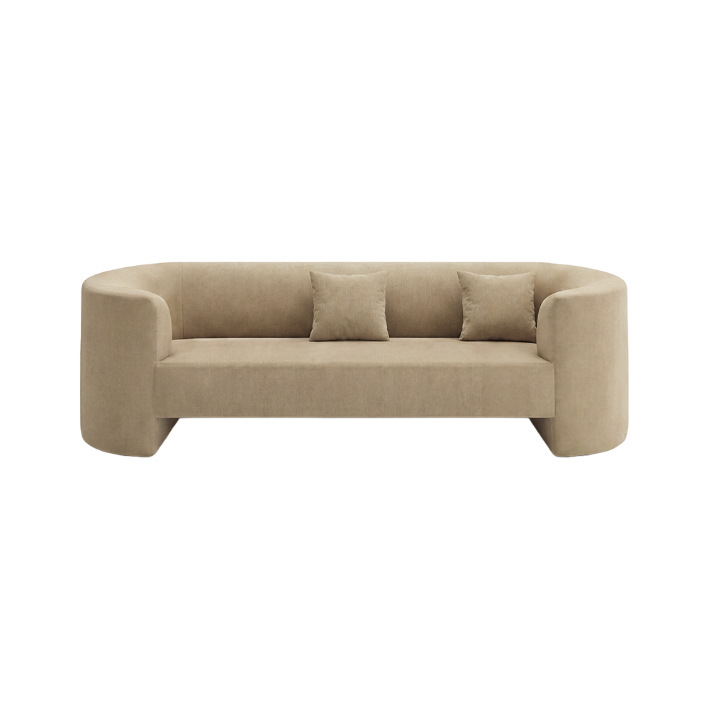 3 Seater Sofa in Camel Velvet with Sleek Design
