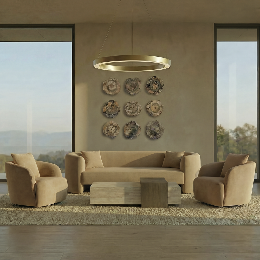3 Seater Sofa in Camel Velvet with Sleek Design