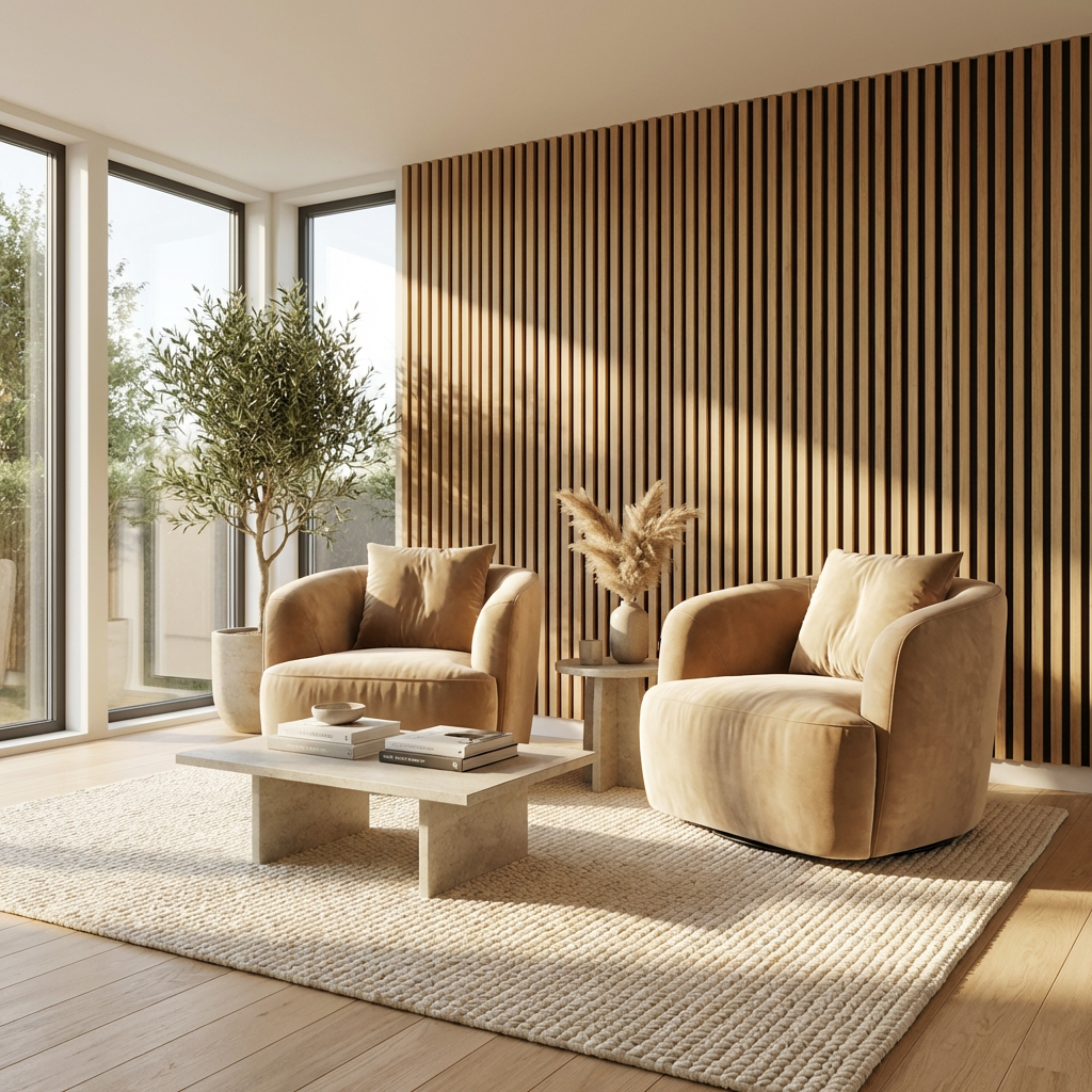 Lounge Chair in Camel Velvet with Curved Back Design