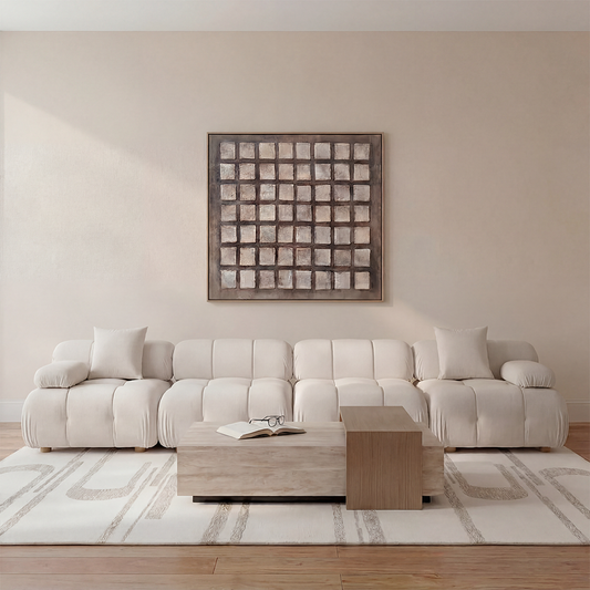 4-Piece Sofa in Off White with Modern Design Details