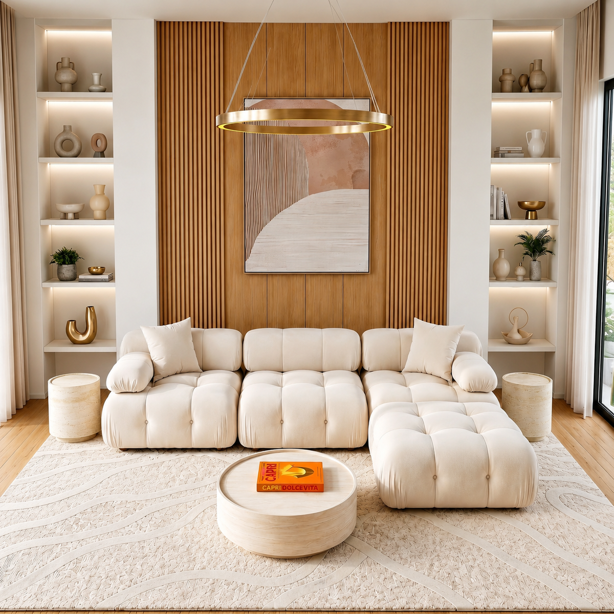 Sectional Sofa Off White with Modern Design