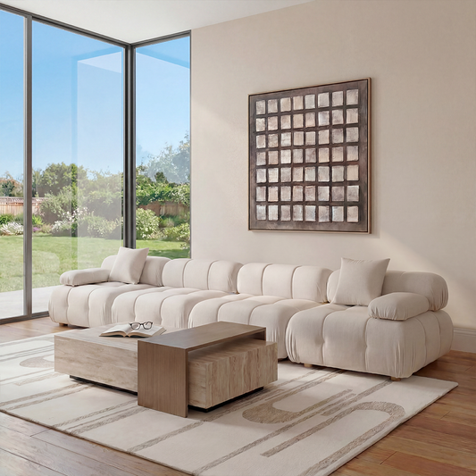 4-Piece Sofa in Off White with Modern Design Details