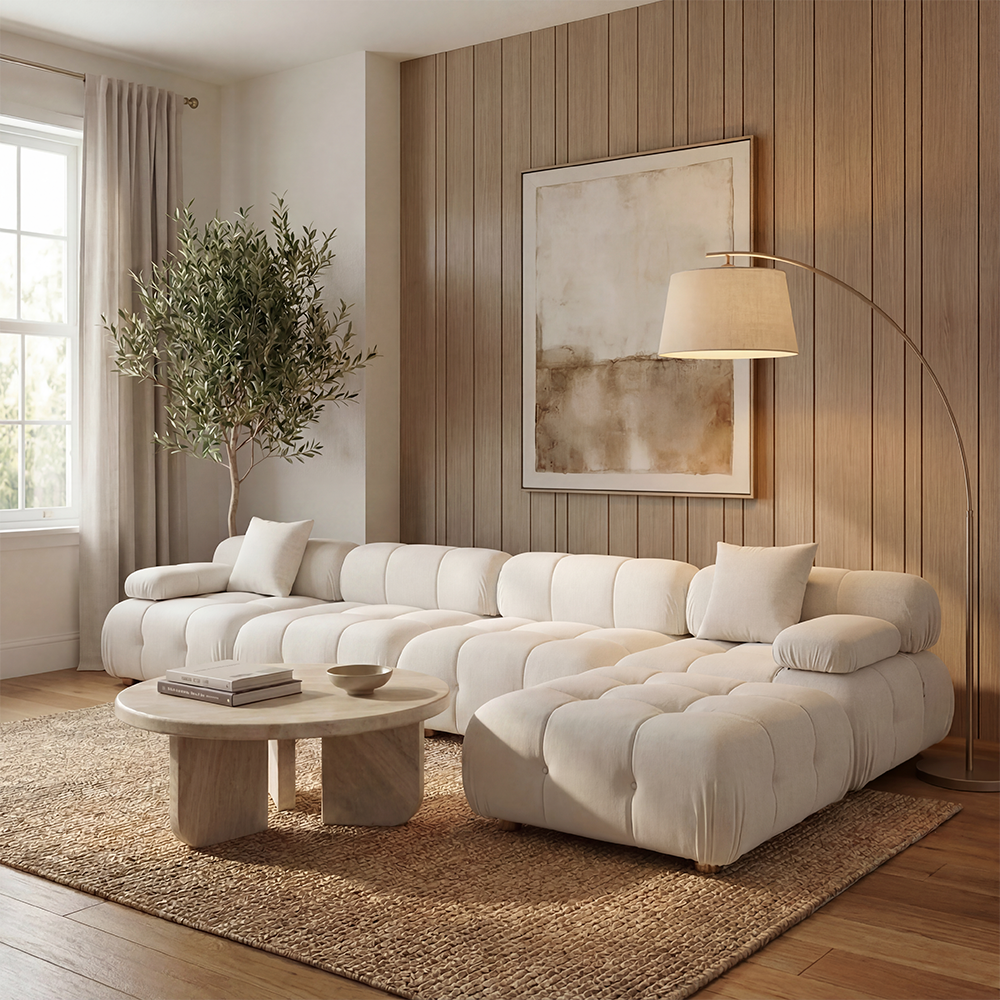 Large Off-White Sectional Sofa with Modern Design