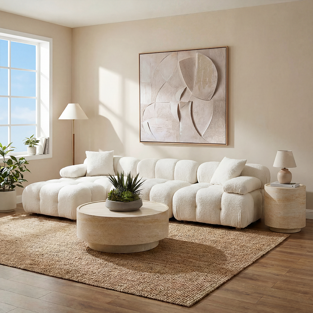 Sectional Sofa Off White with Modern Design