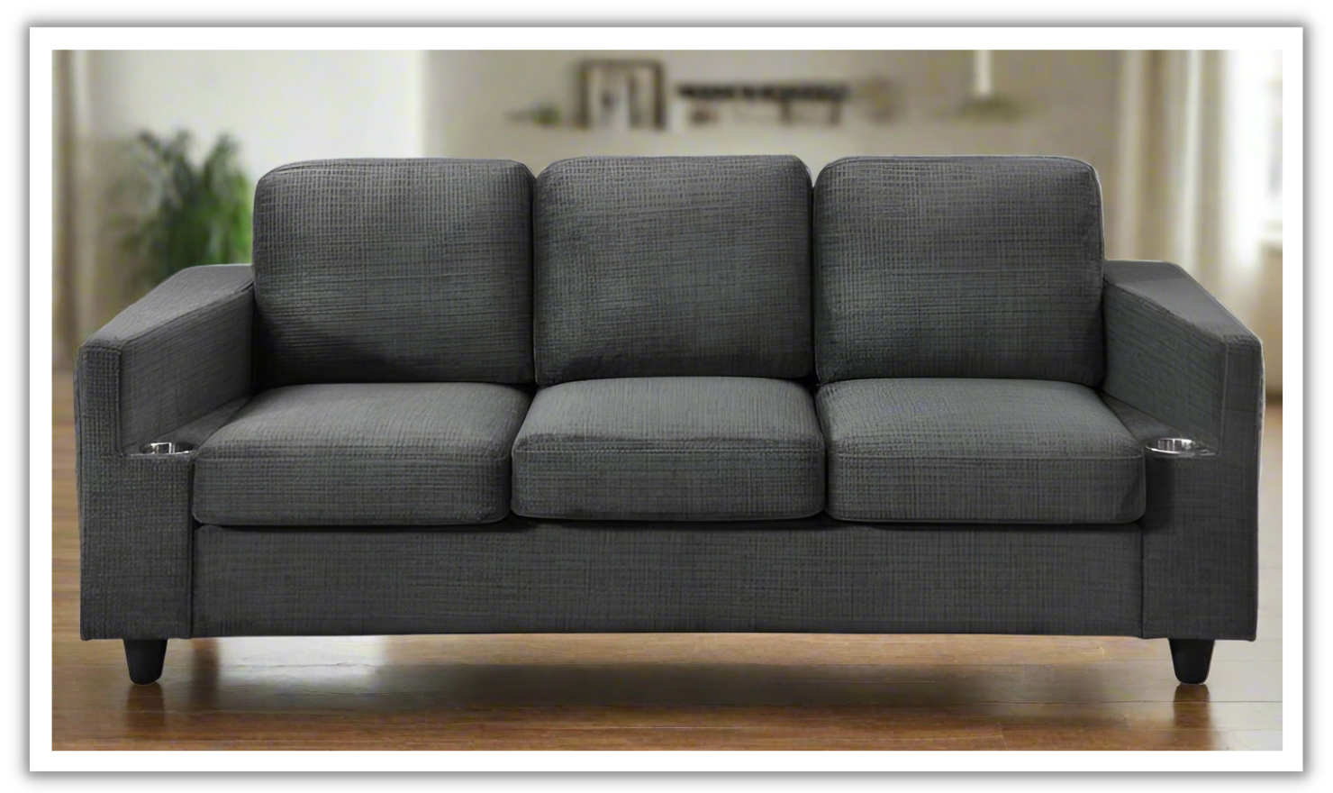 3-Seater Sofa in Gunmetal Gray Chenille Fabric