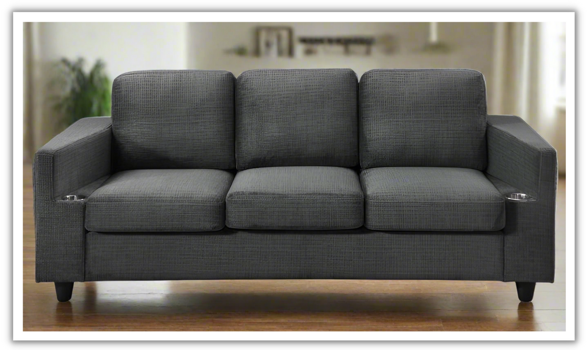 3-Seater Sofa in Gunmetal Gray Chenille Fabric