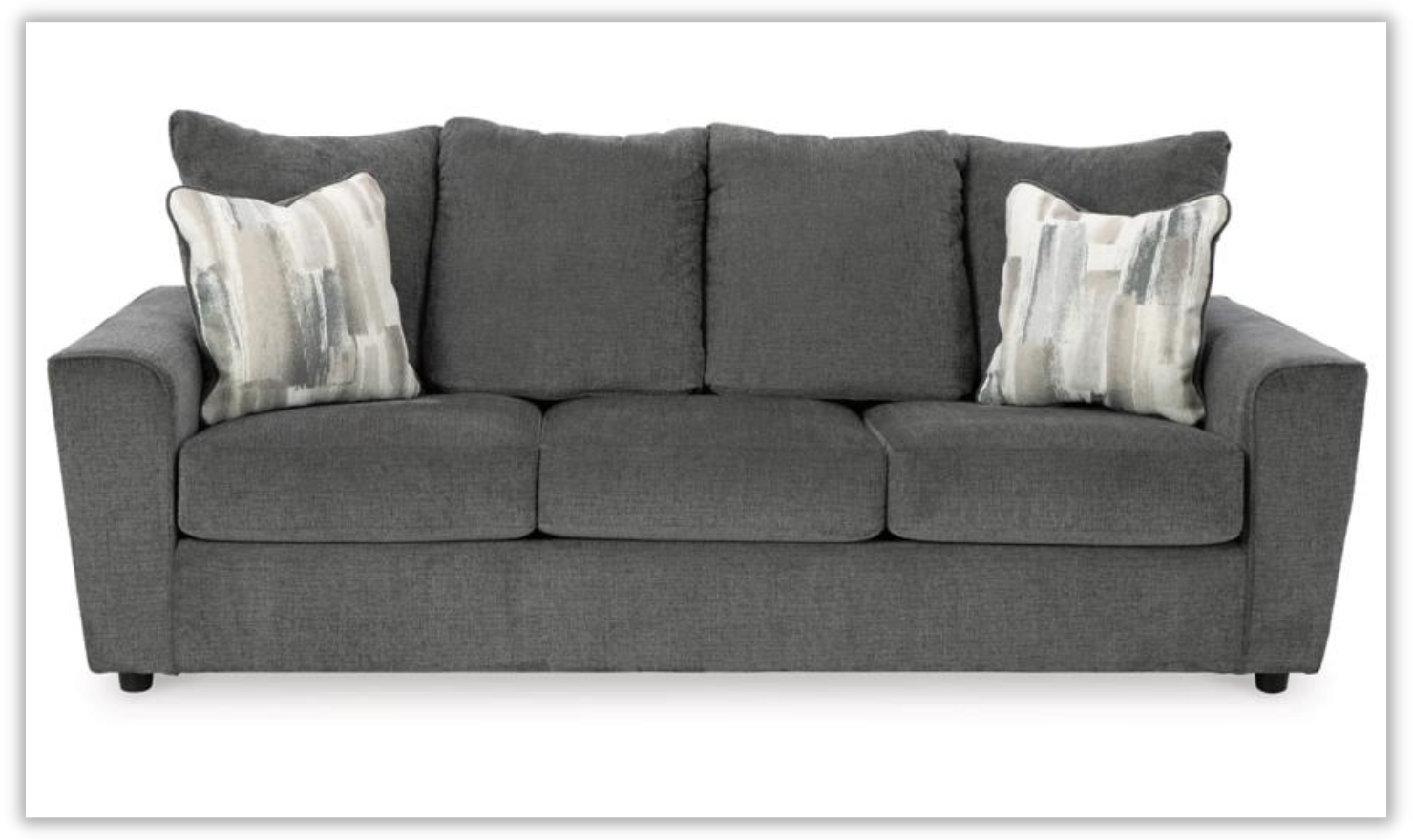 Gray Fabric 3-Seater Sofa with Slope Arm Design