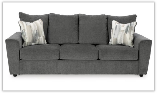 Gray Fabric 3-Seater Sofa with Slope Arm Design