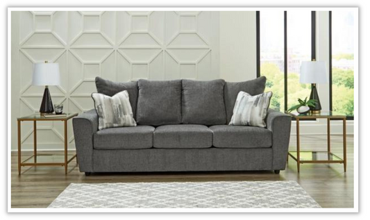 Gray Fabric 3-Seater Sofa with Slope Arm Design