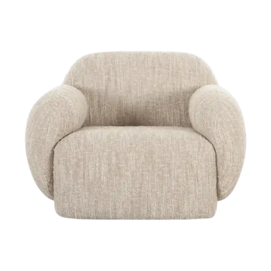 Lounge Chair in Off White with Curved Back Design