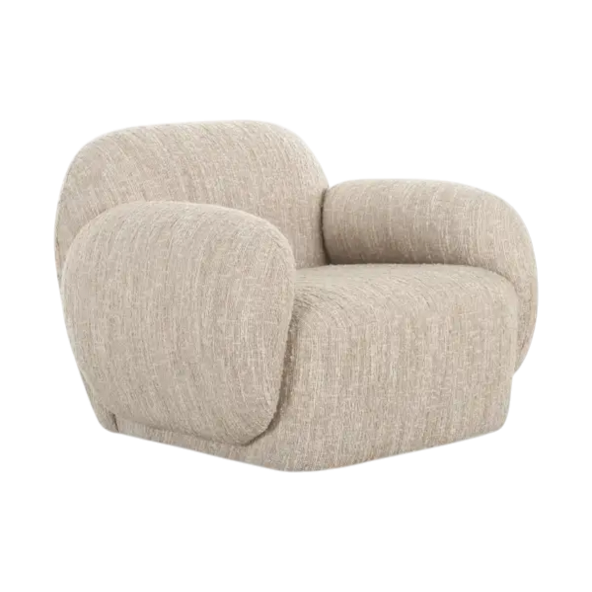 Lounge Chair in Off White with Curved Back Design