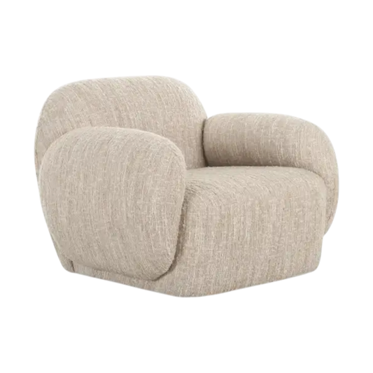 Lounge Chair in Off White with Curved Back Design
