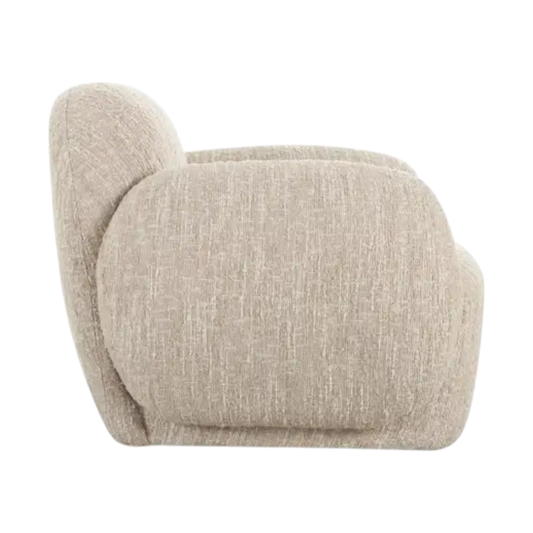 Lounge Chair in Off White with Curved Back Design