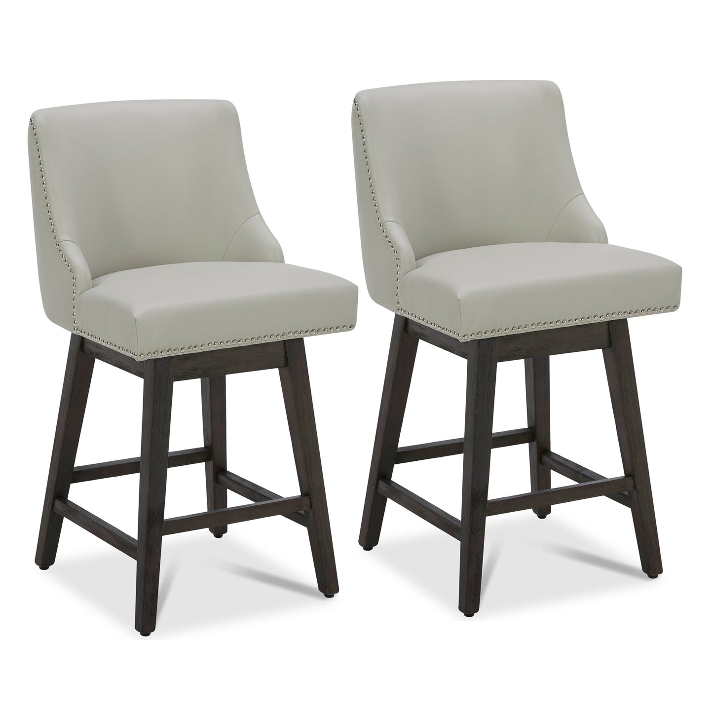 Swivel Bar Stool with Nailhead Trim and Wooden Seat
